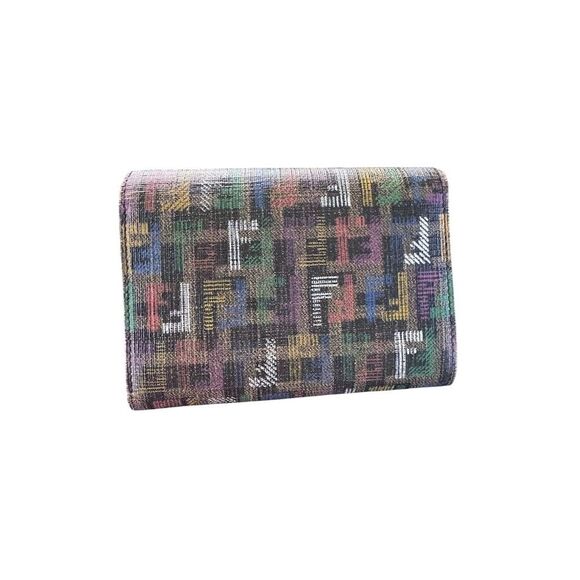 Fendi Women's Trifold Multicolor Geometric Leather Wallet One Size - Picture 4 of 10